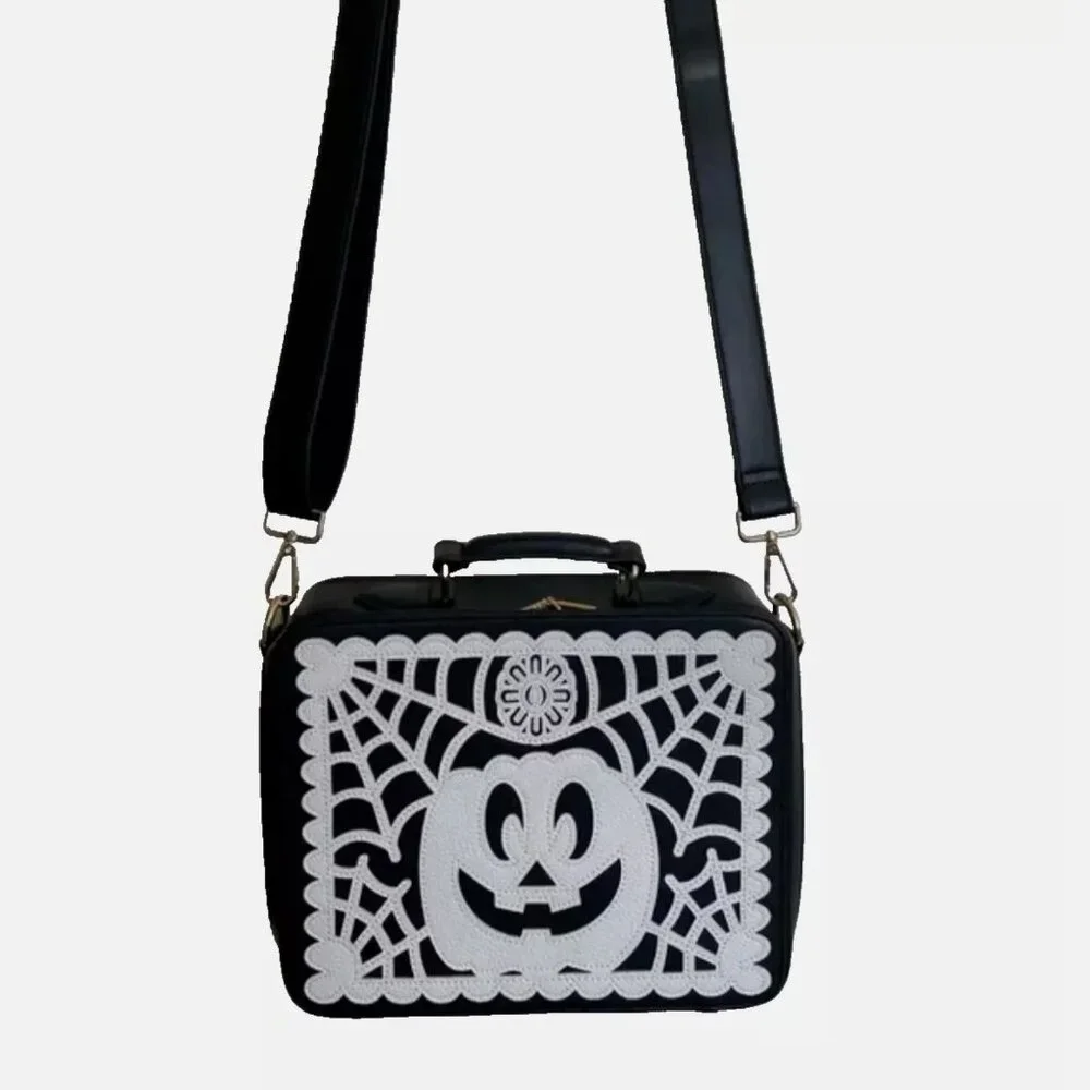 NEW Backstitch Bruja MexiWeen Bag Black White Pumpkin Halloween Spooky Crossbody - Picture 4 of 14